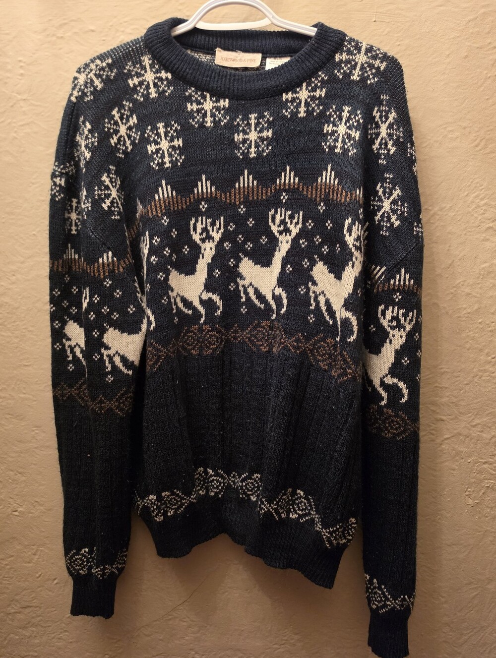 Hardwood & Pine XL Deer Snowflake Fair Isle Nordic Knit Sweater Cottagecore